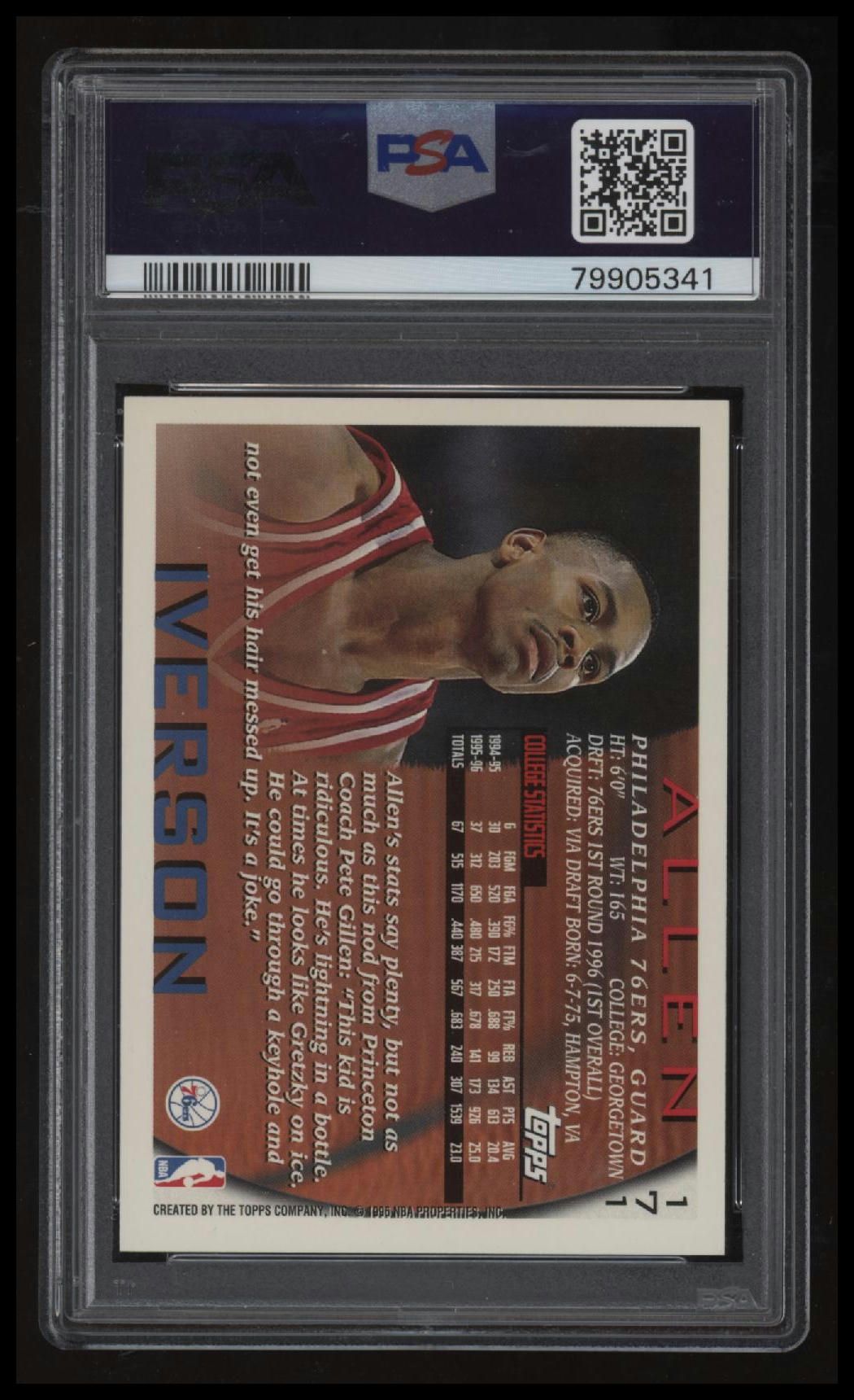 1996 Topps Allen Iverson PSA Authentic