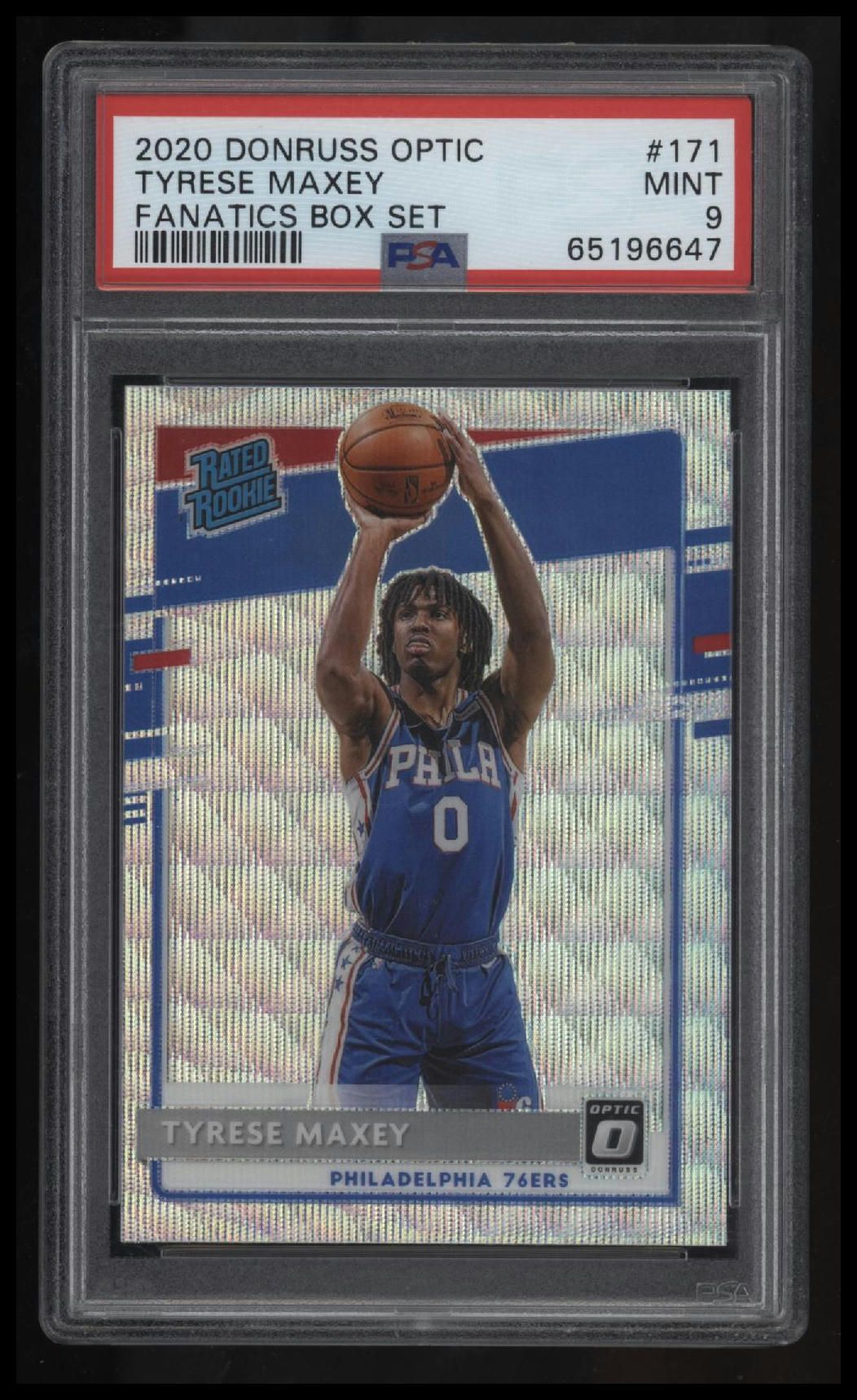 2020 Panini Donruss Optic Tyrese Maxey Fanatics Box Set PSA 9