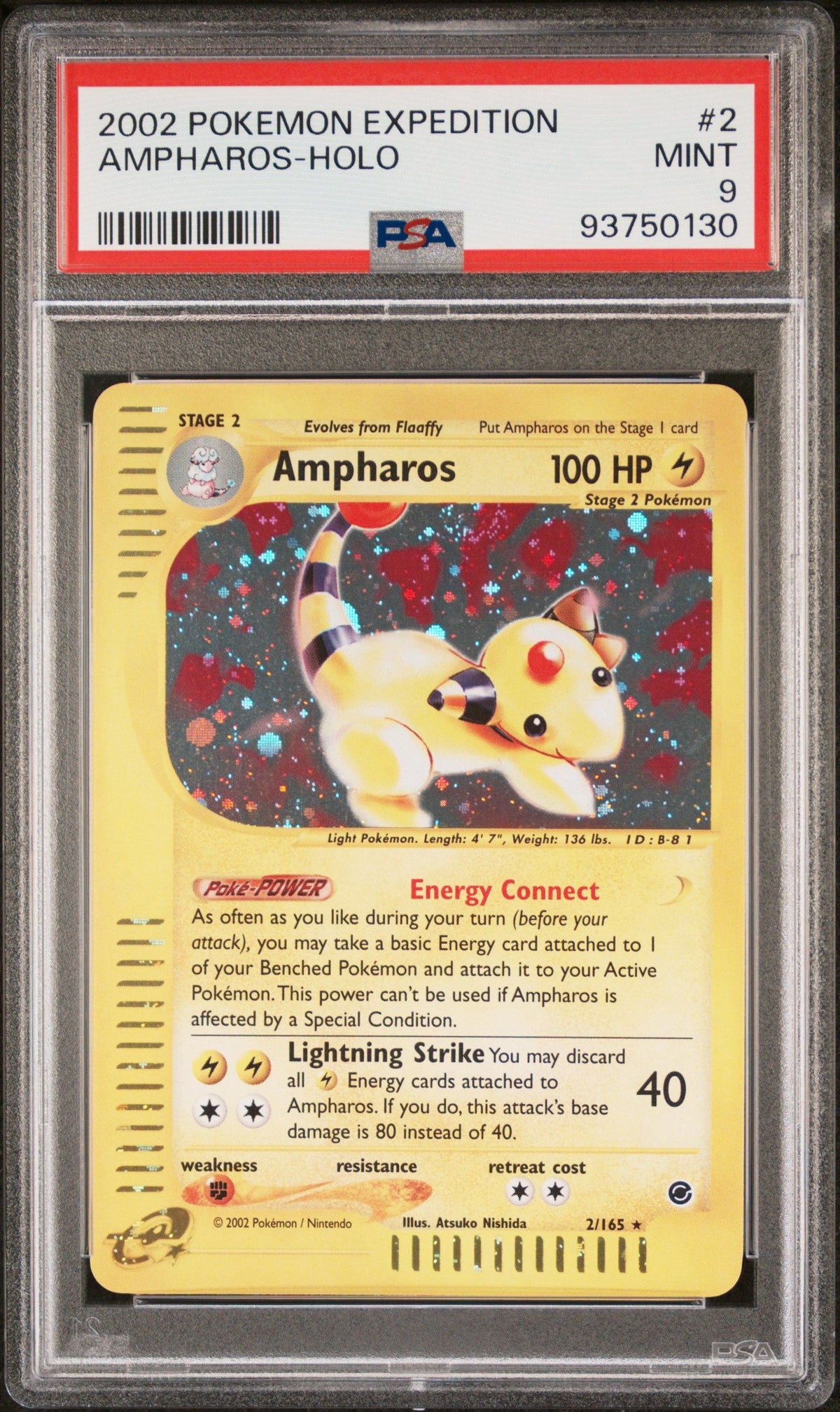 2002 Pokemon Expedition Ampharos-Holo PSA 9