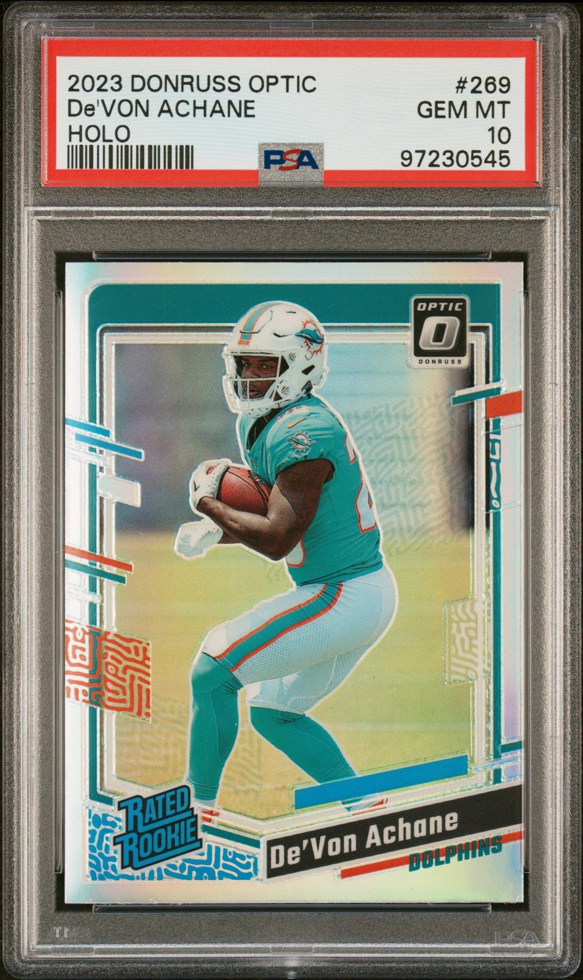 2023 Panini Donruss Optic De&#39;Von Achane Holo PSA 10