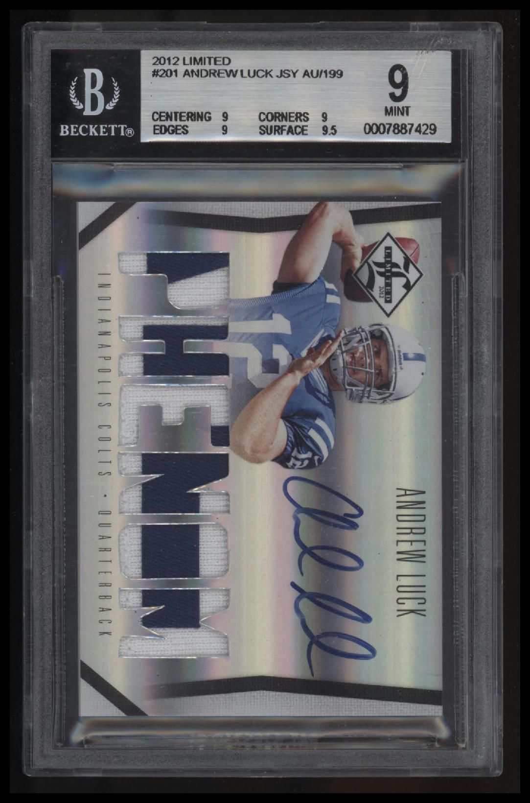 2012 Limited Andrew Luck JSY AU/199 RC BGS 9.0