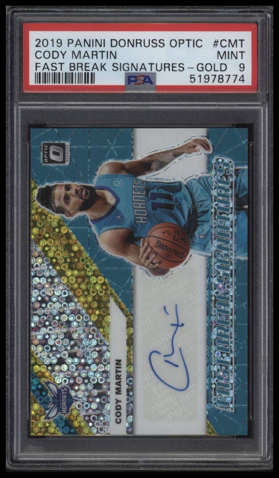 2019 Panini Donruss Optic Fast Break Signatures #CMT Cody Martin Gold PSA 9