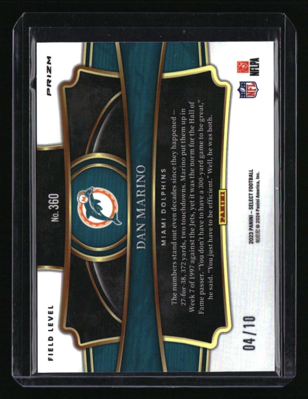 2023 Panini Select Dan Marino Gold Prizms #/10