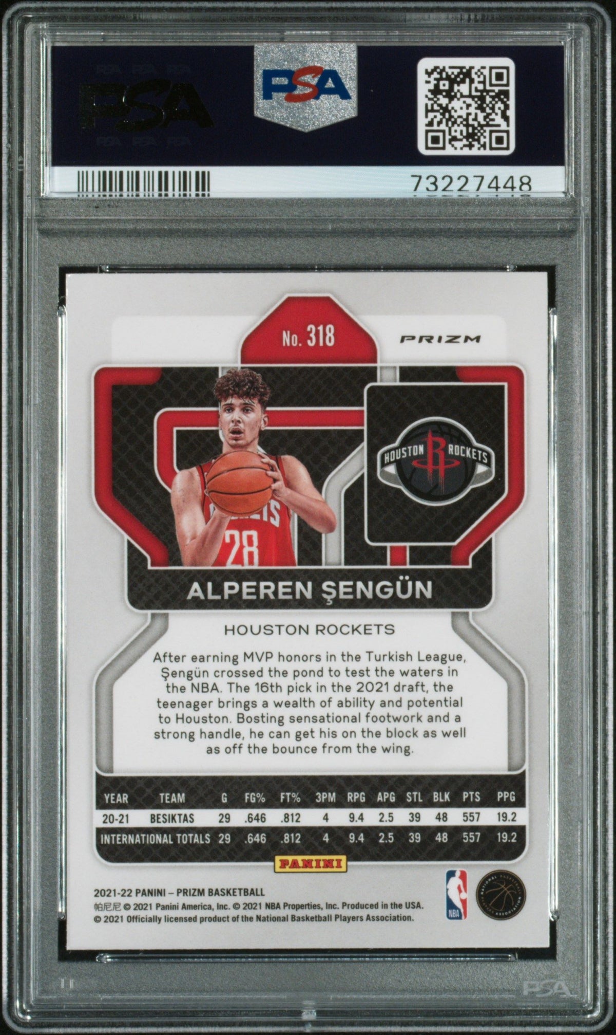 2021 Panini Prizm Alperen Sengun Fast Break PSA 9