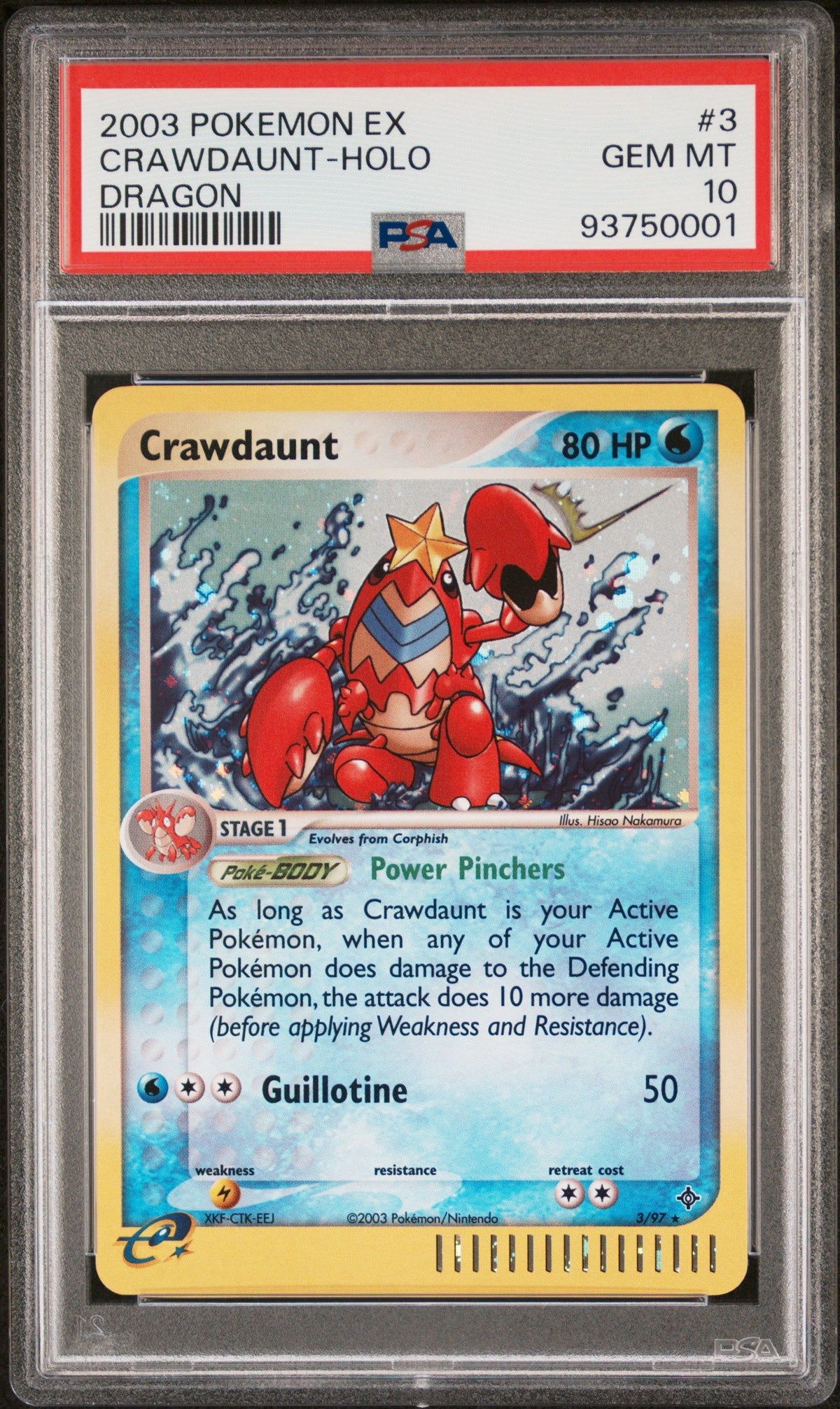 2003 Pokemon Ex Dragon Crawdaunt-Holo Dragon PSA 10