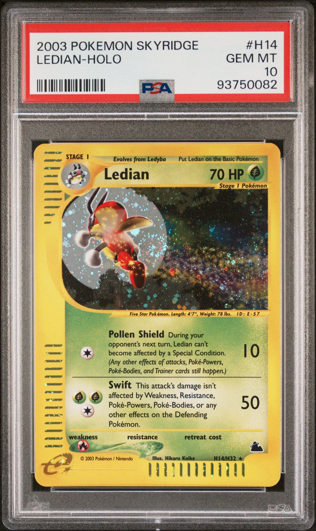 2003 Pokemon Skyridge Ledian-Holo PSA 10