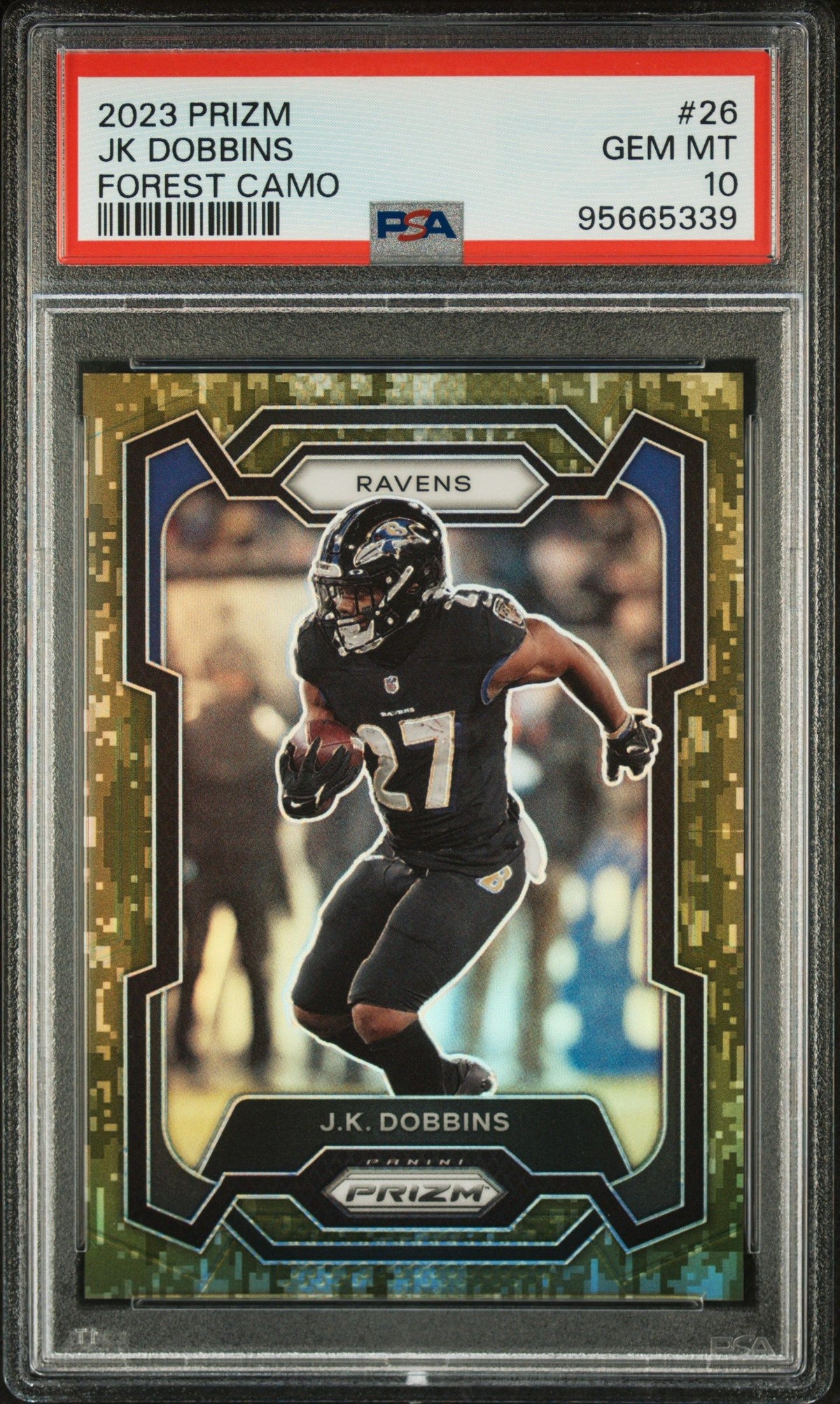 2023 Panini Prizm Jk Dobbins Forest Camo PSA 10