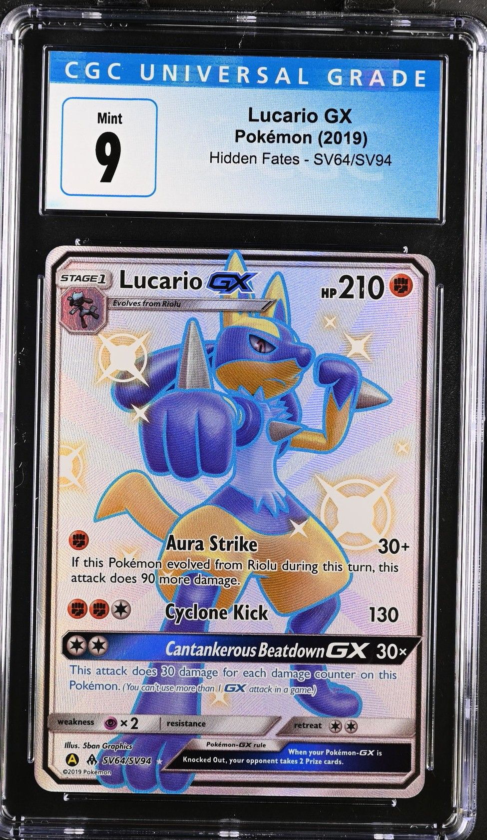 2019 Hidden Fates Lucario GX CGC 9