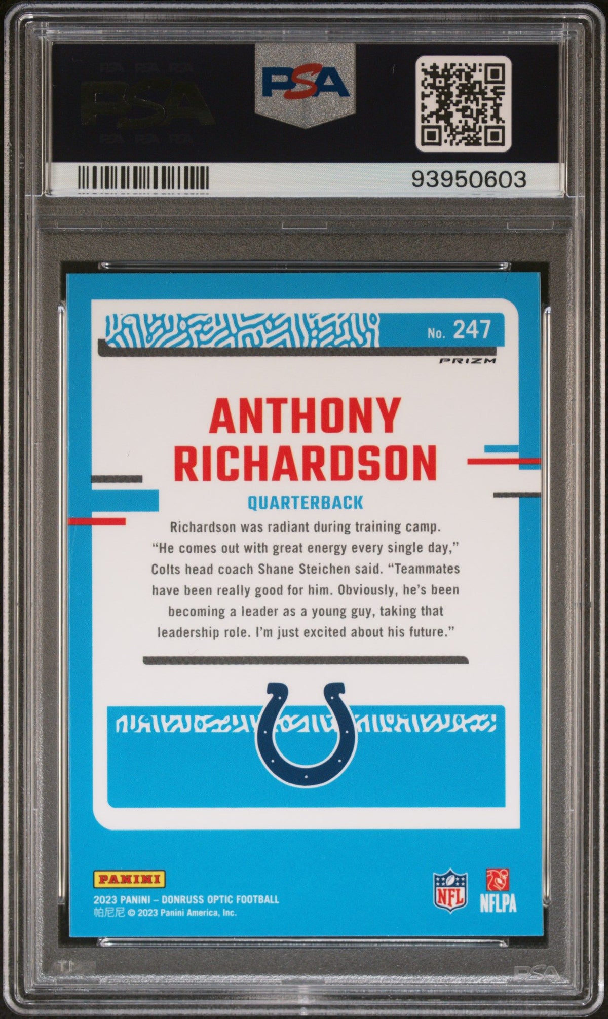 2023 Panini Donruss Optic Anthony Richardson Green Hyper PSA 10