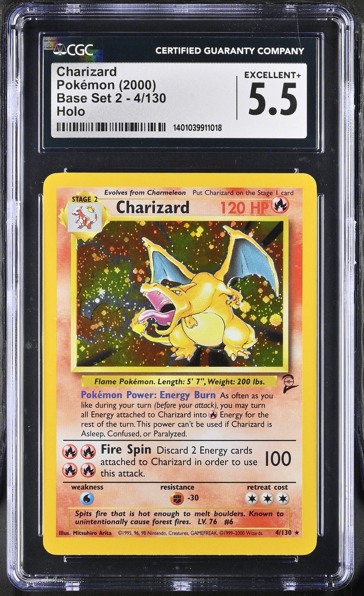 2000 Base Set 2 Charizard CGC 5.5