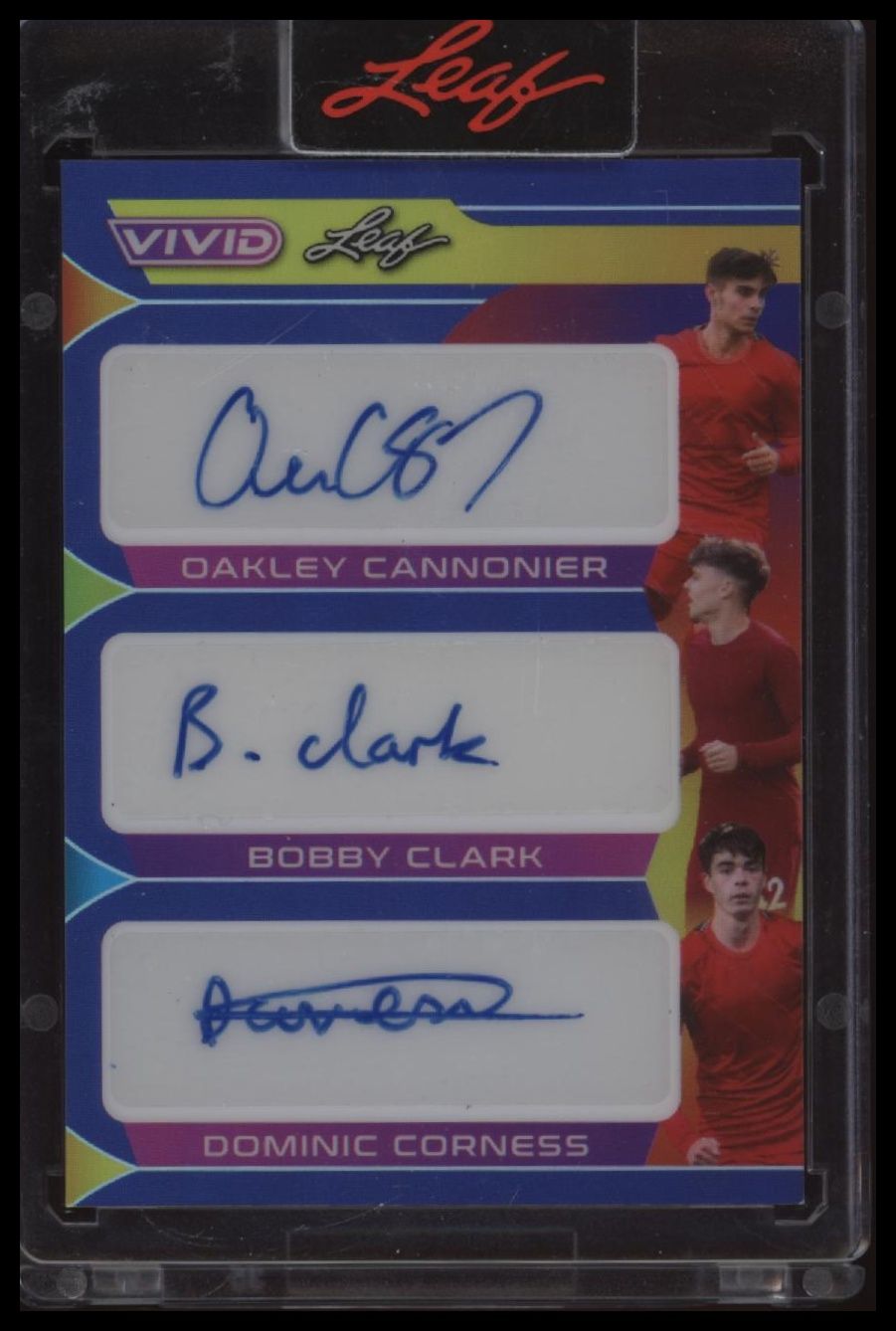 2022 Leaf Vivid Cannonier / Clark / Corness Triple Autos Navy Blue #/5