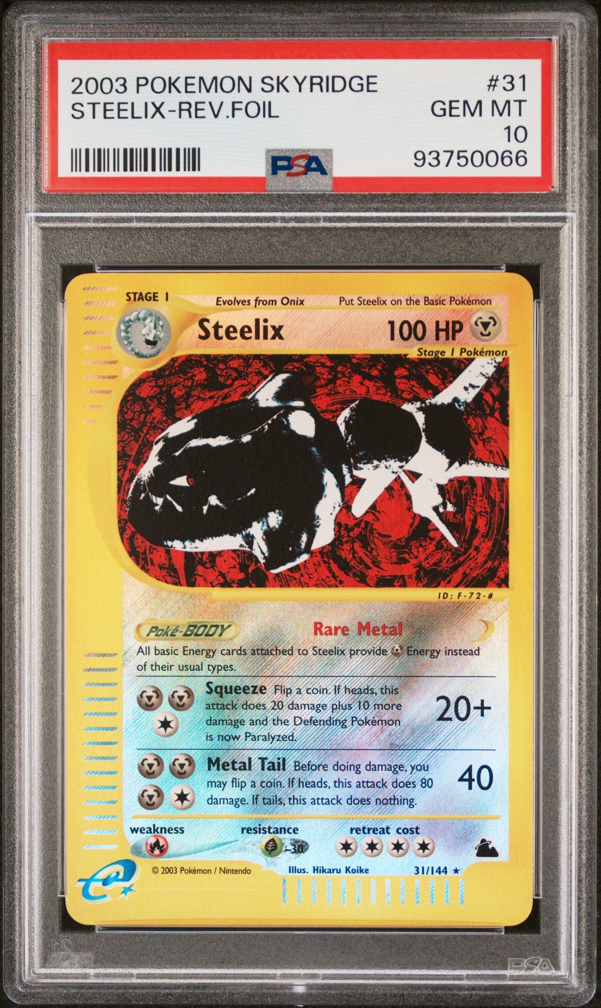 2003 Pokemon Skyridge Steelix-Rev.Foil PSA 10