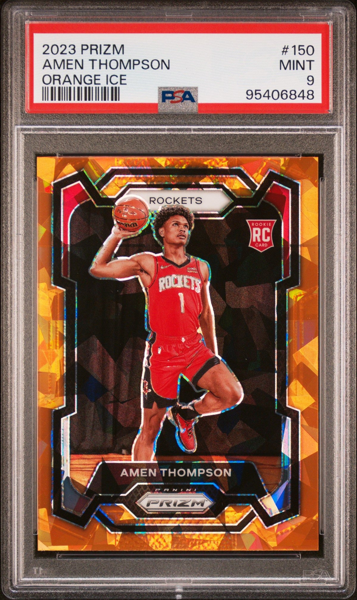 2023 Panini Prizm Amen Thompson Orange Ice PSA 9