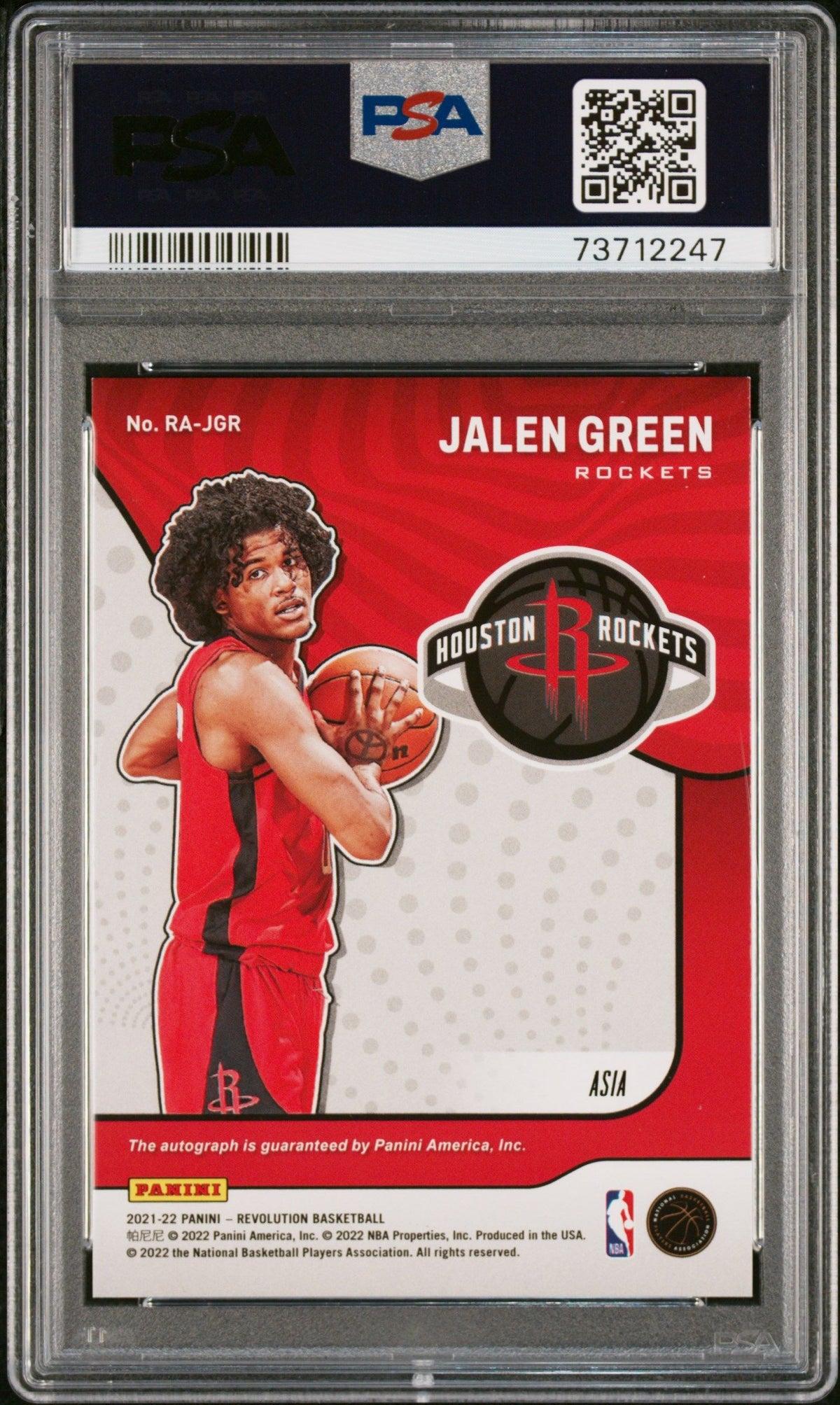 2021 Panini Revolution Rookie #RA-JGR Jalen Green Rookie Autograph-Asia PSA 9