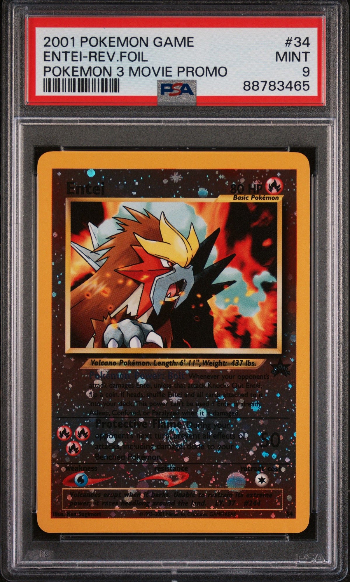 2001 Pokemon Game Movie Entei-Rev.Foil Pokemon 3 Movie Promo PSA 9 88783465