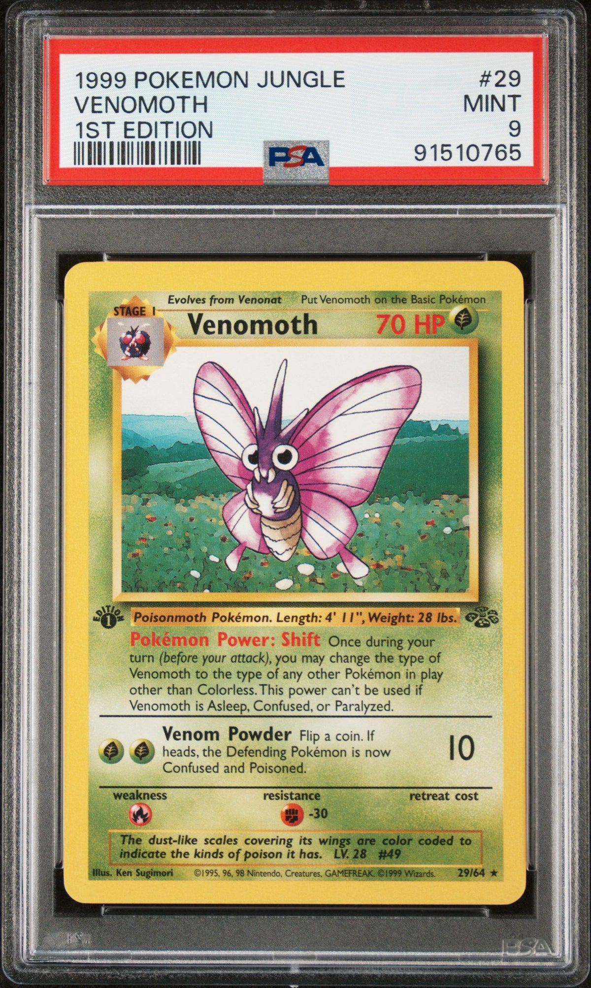 1999 Pokemon Jungle Venomoth 1st Edition PSA 9