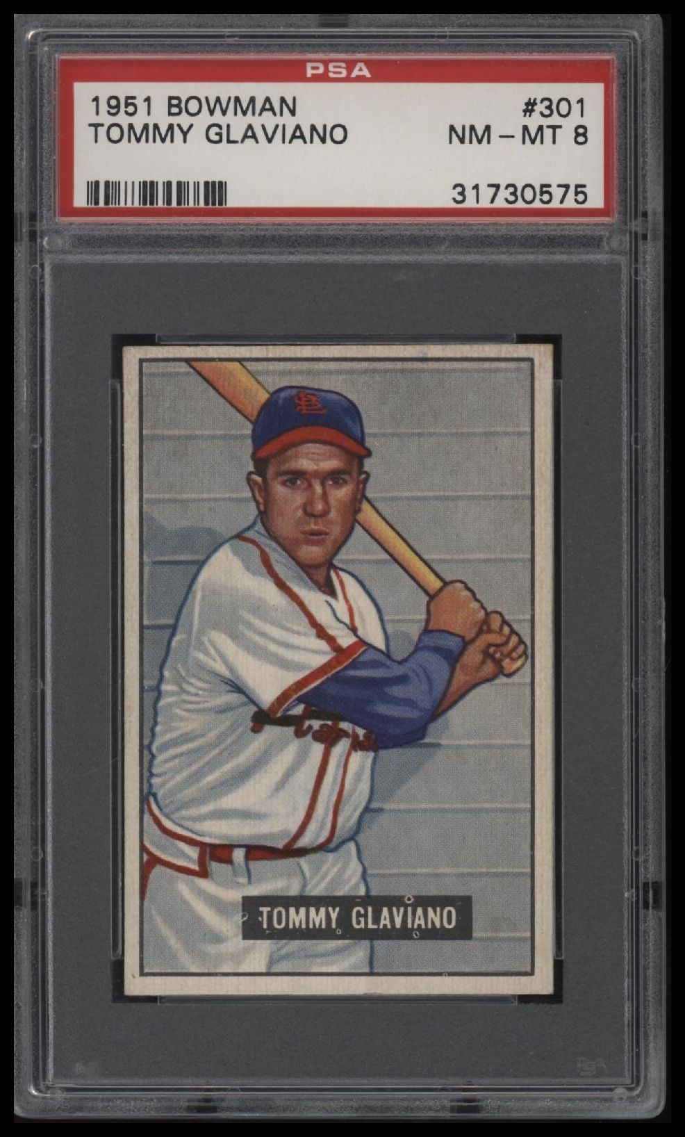 1951 Bowman #301 Tommy Glaviano PSA 8