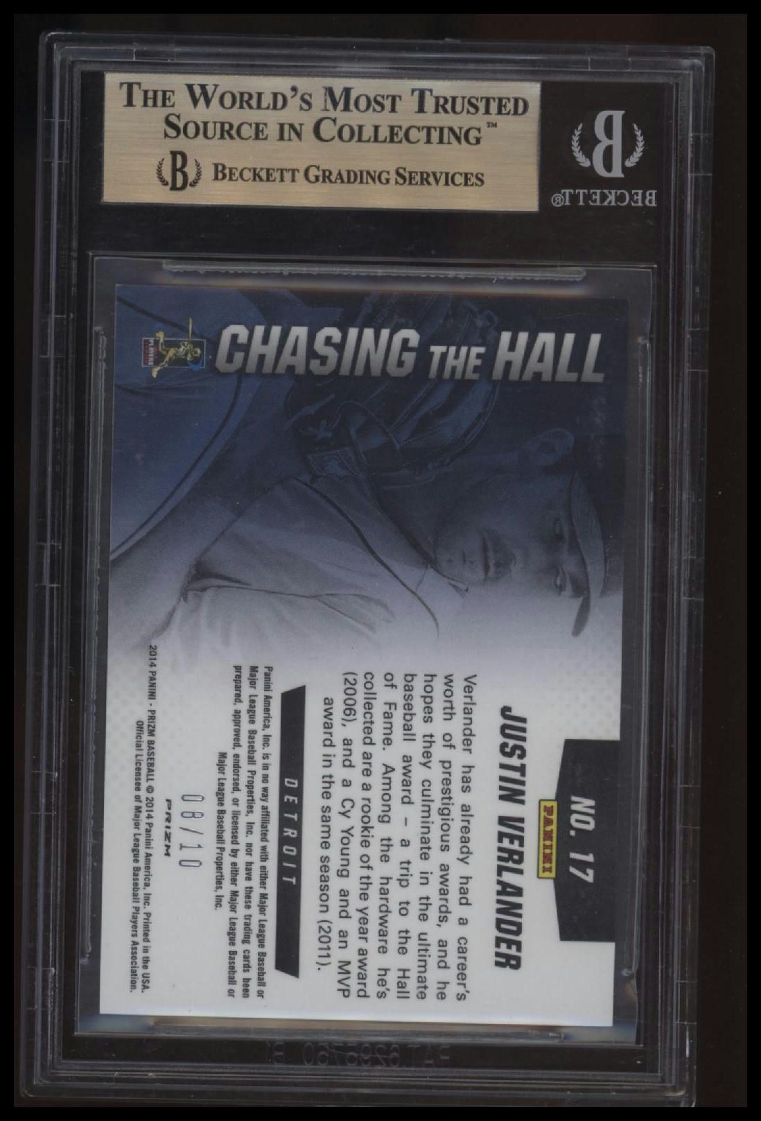 2014 Panini Prizm Chasing the Hall Prizms Gold Justin Verlander BGS 9.5