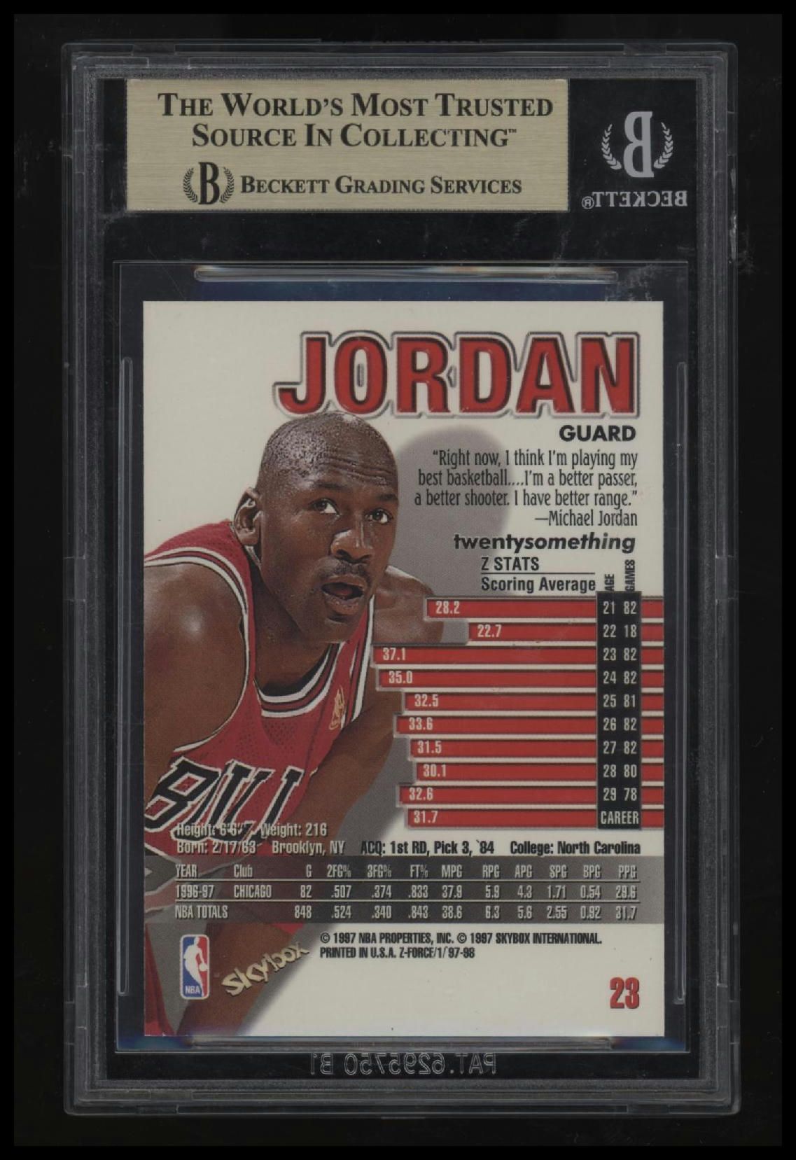 1997-98 Z-Force Michael Jordan BGS 9.5