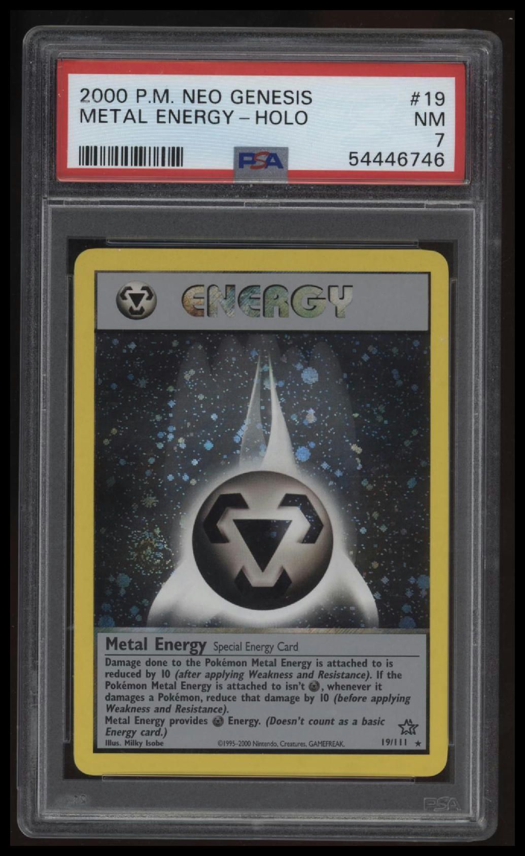 2000 Pokemon Neo Genesis Metal Energy-Holo PSA 7