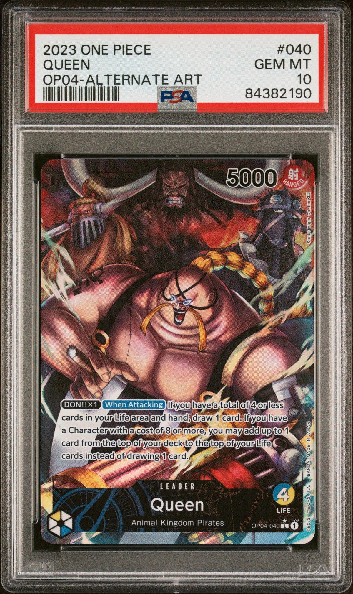 2023 One Piece Kingdoms Of Intrigue Queen Op04-Alternate Art PSA 10