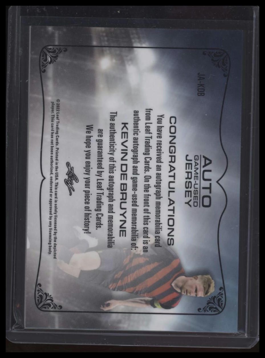 2022 Leaf Ultimate Kevin De Bruyne Jersey Autograph Navy #/30