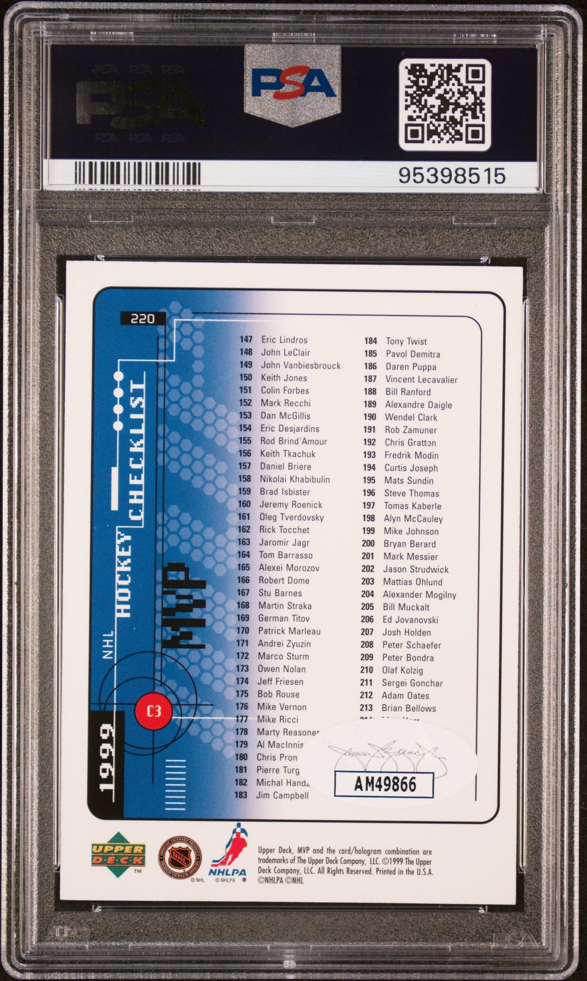 1998 Upper Deck Mvp #220 Wayne Gretzky PSA Authentic