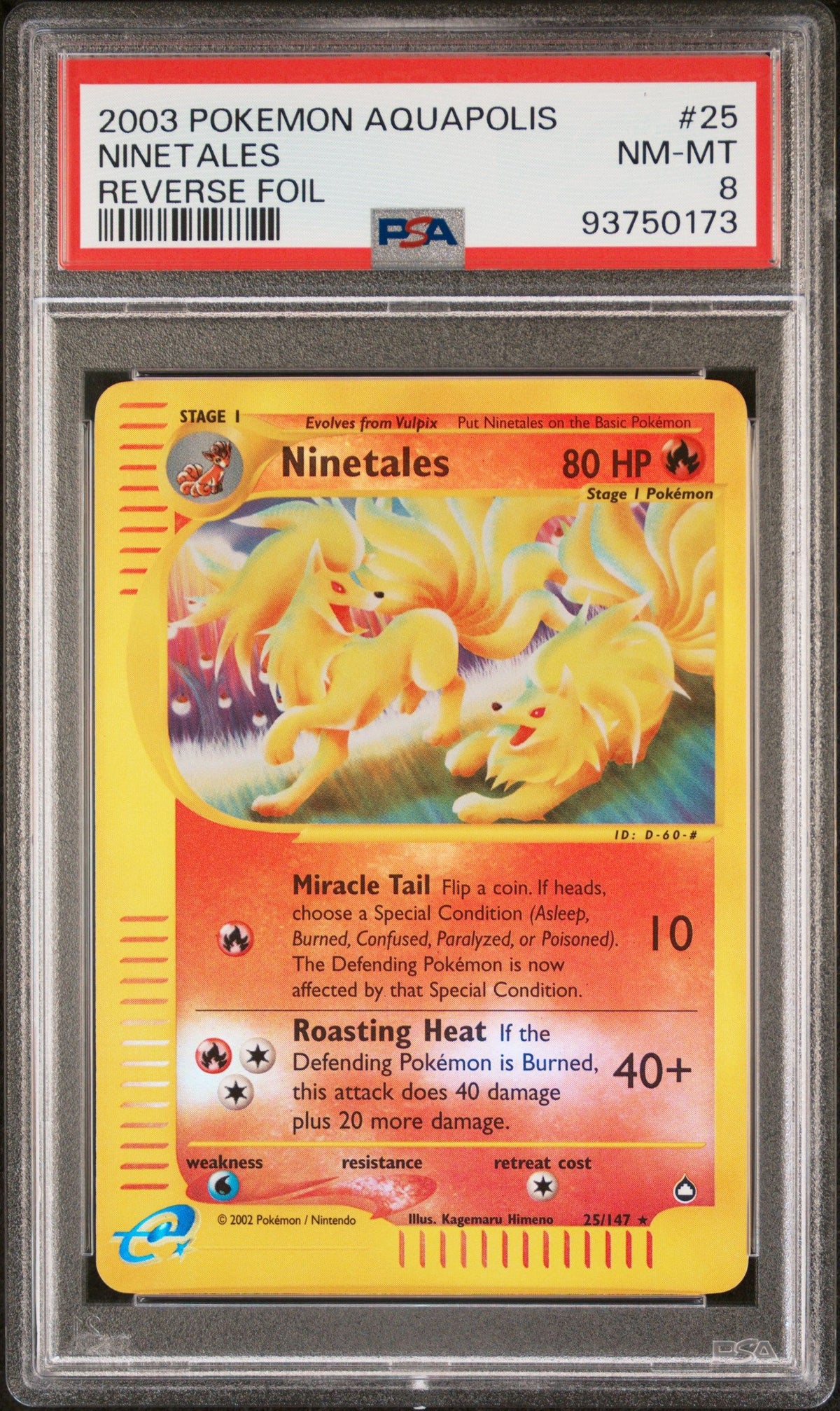 2003 Pokemon Aquapolis Ninetales Reverse Foil PSA 8