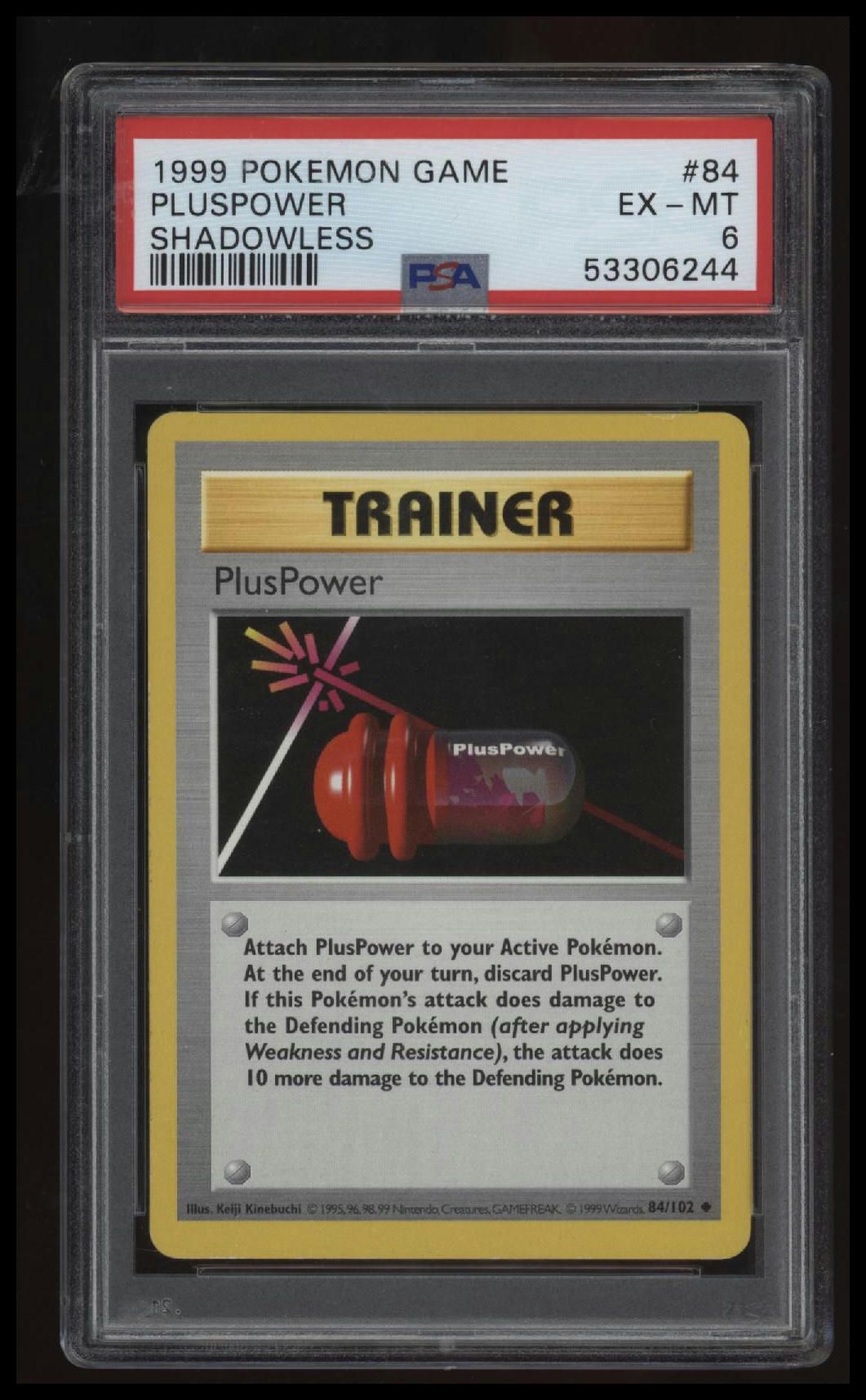 1999 Pokemon Game Pluspower Shadowless PSA 6