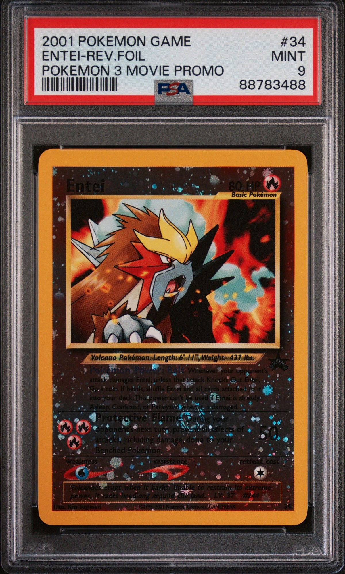 2001 Pokemon Game Movie Entei-Rev.Foil Pokemon 3 Movie Promo PSA 9 88783488