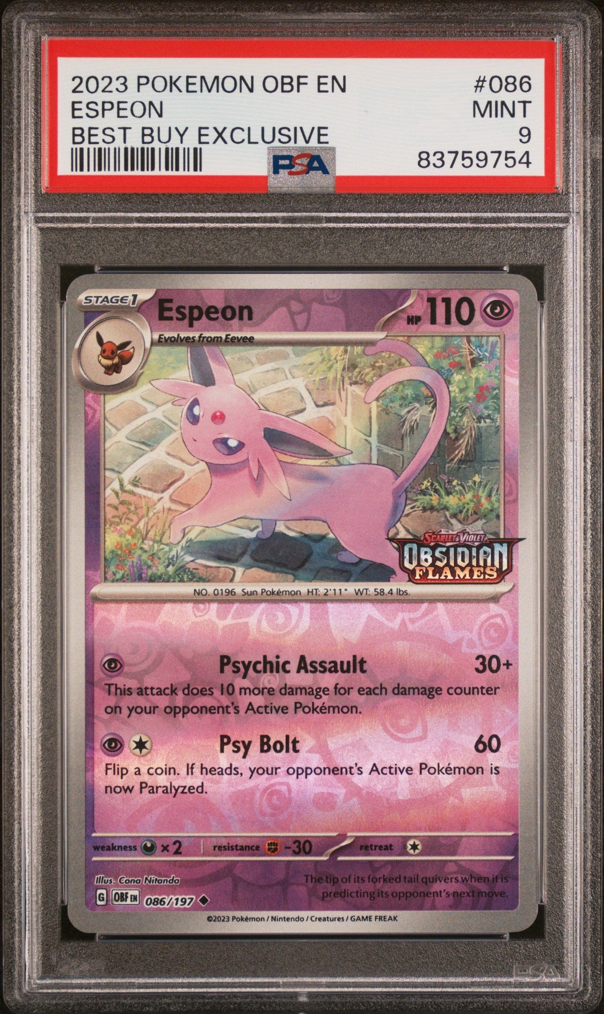 2023 Pokemon Obf En-Obsidian Flames Espeon Best Buy PSA 9 83759754