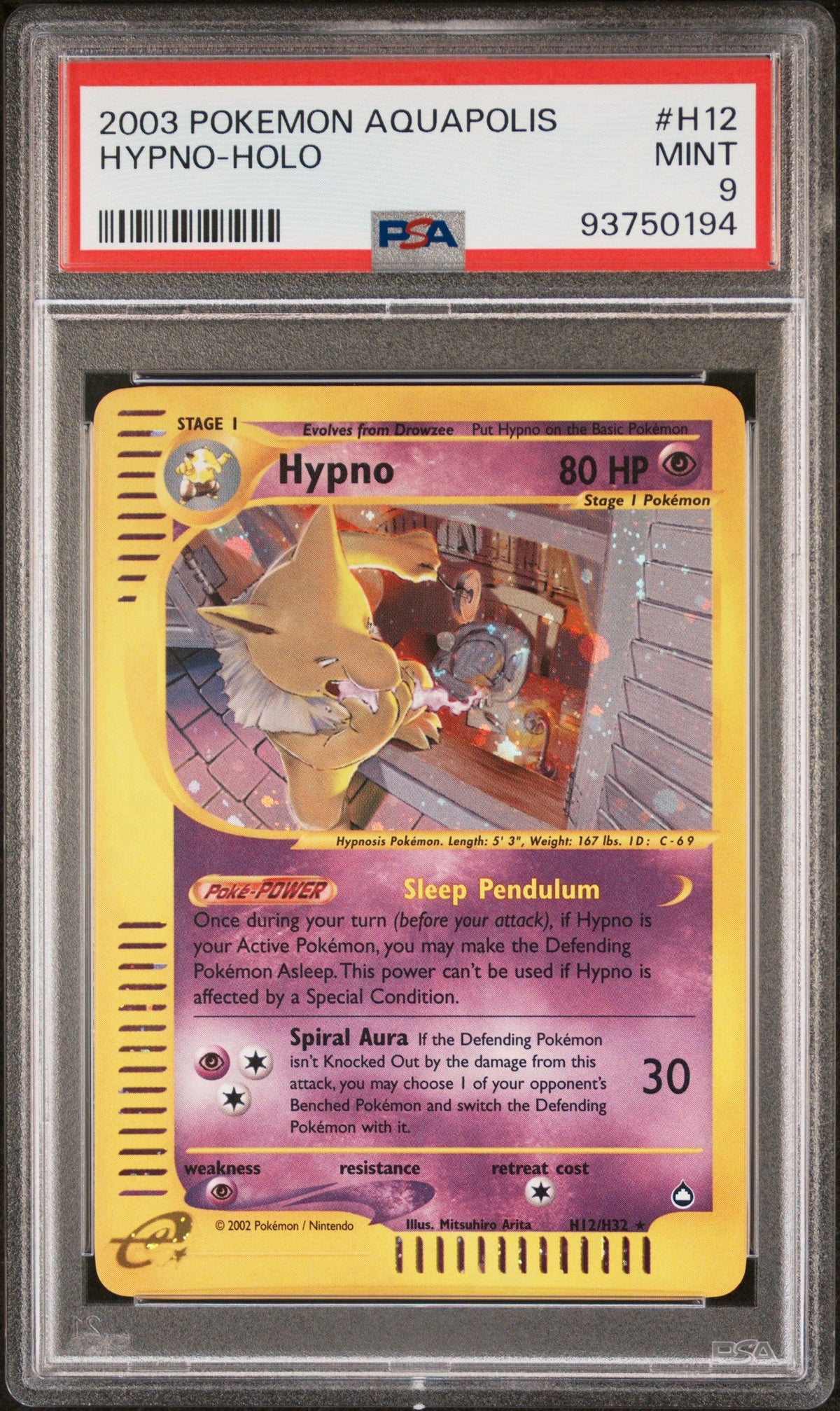 2003 Pokemon Aquapolis Hypno-Holo PSA 9