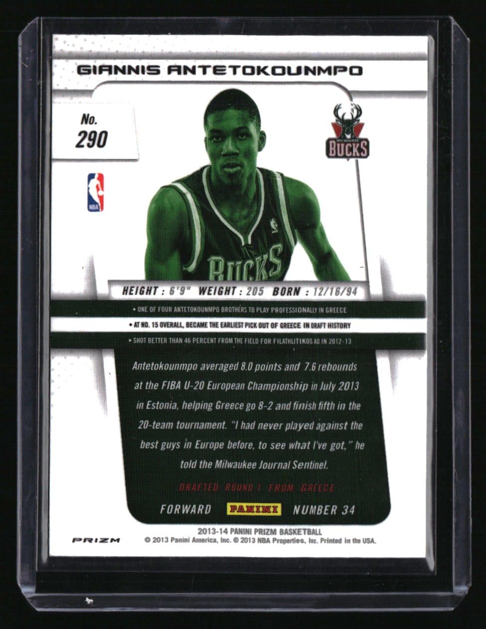 2013-14 Panini Prizm Giannis Antetokounmpo Prizms Green