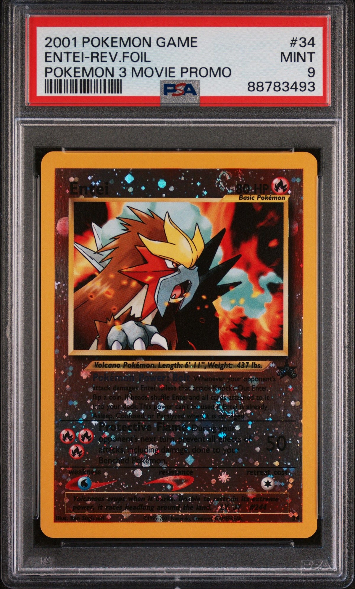 2001 Pokemon Game Movie Entei-Rev.Foil Pokemon 3 Movie Promo PSA 9 88783493