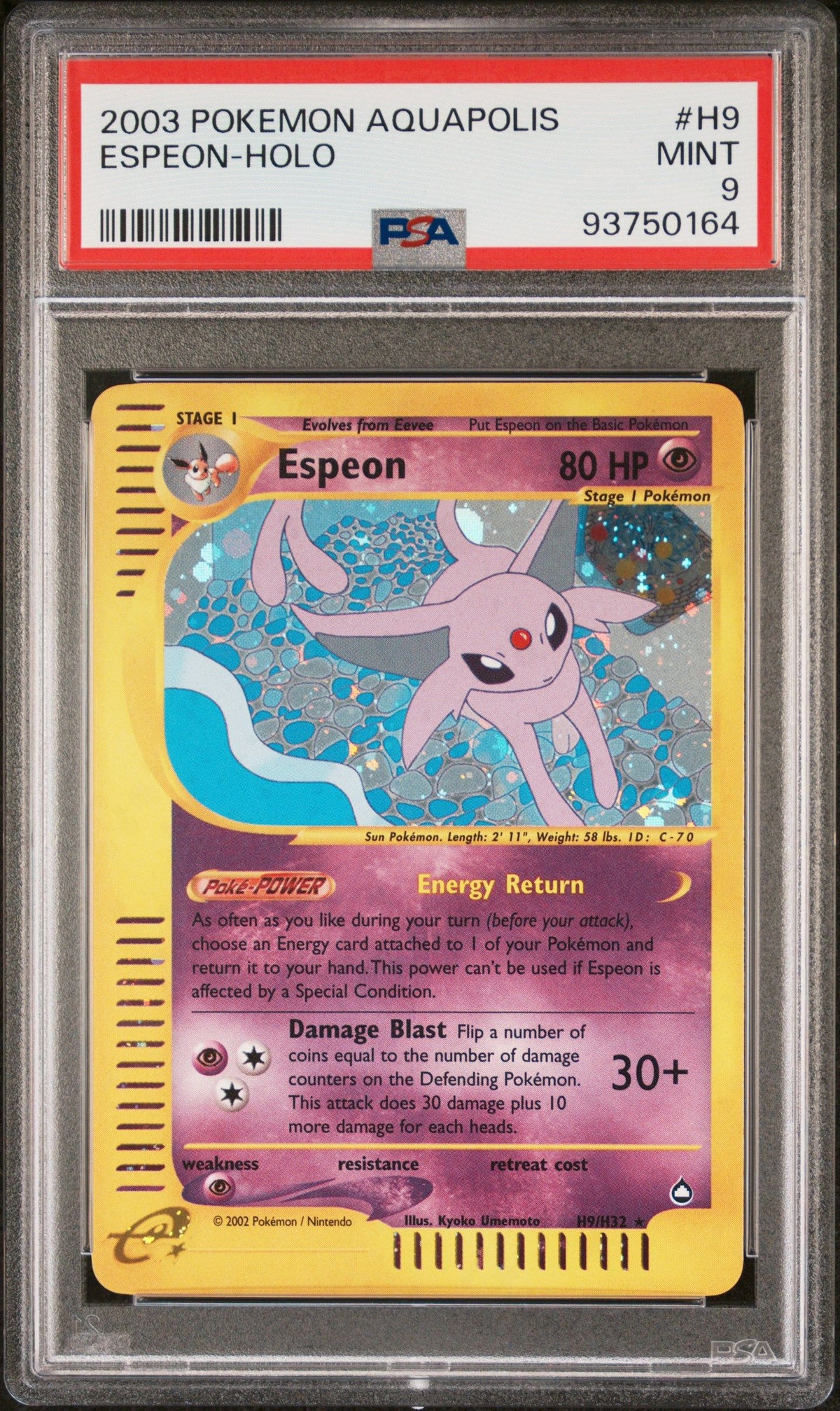 2003 Pokemon Aquapolis Espeon-Holo PSA 9