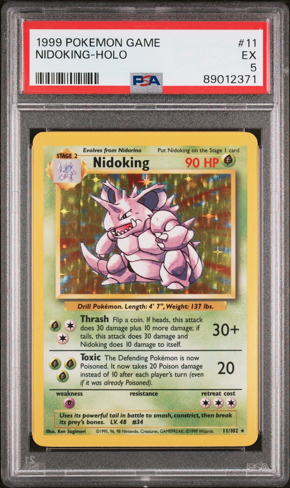 1999 Pokemon Game Nidoking-Holo PSA 5