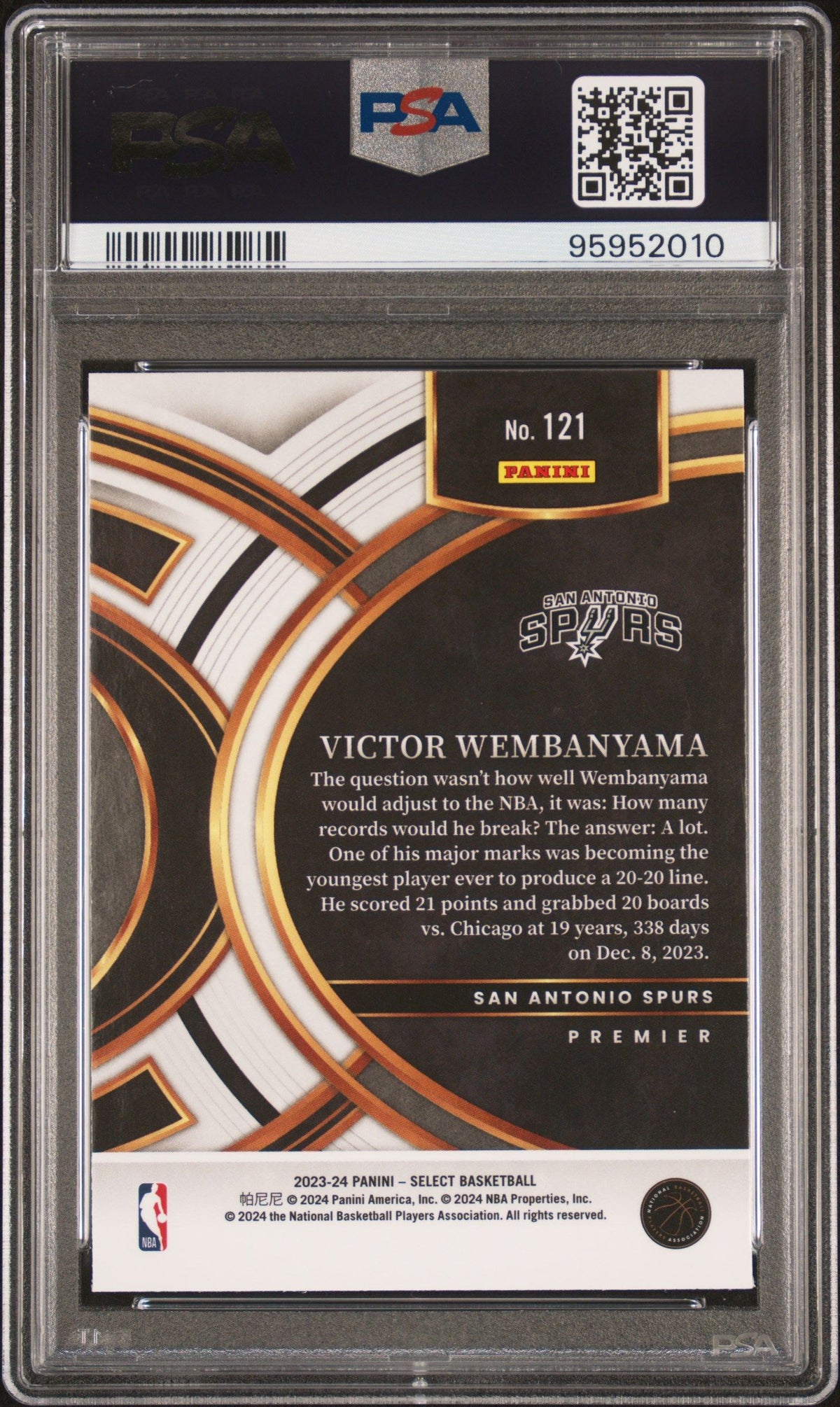 2023 Panini Select Victor Wembanyama PSA 10 95952010