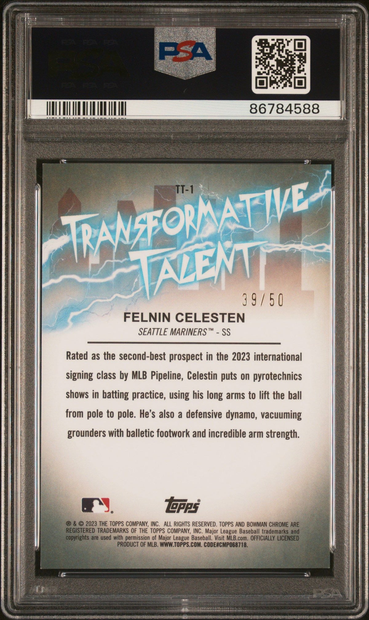 2023 Bowman Draft Felnin Celesten Transformative Talent-Gold PSA 10