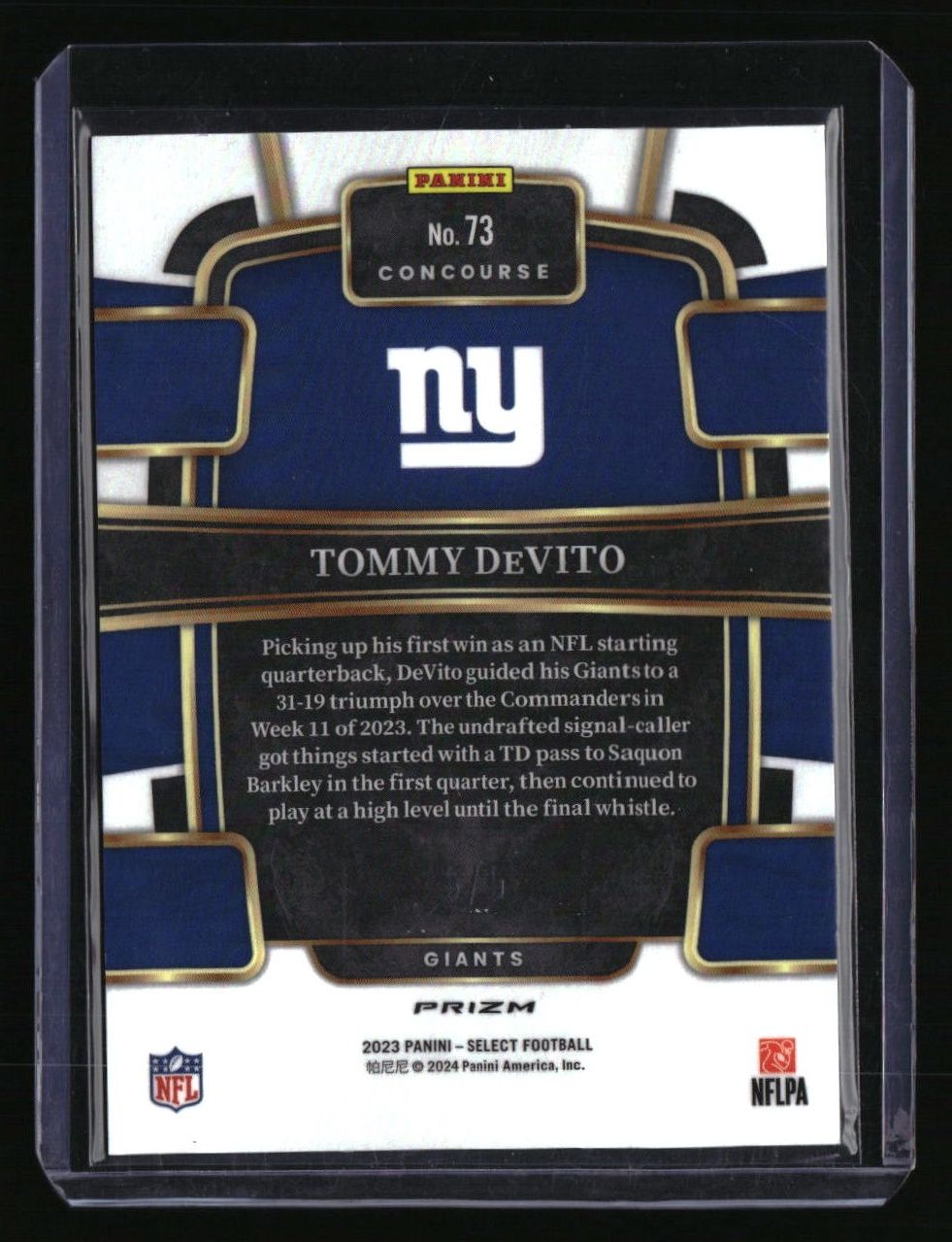 2023 Panini Select Tommy DeVito Green Prizms #/5