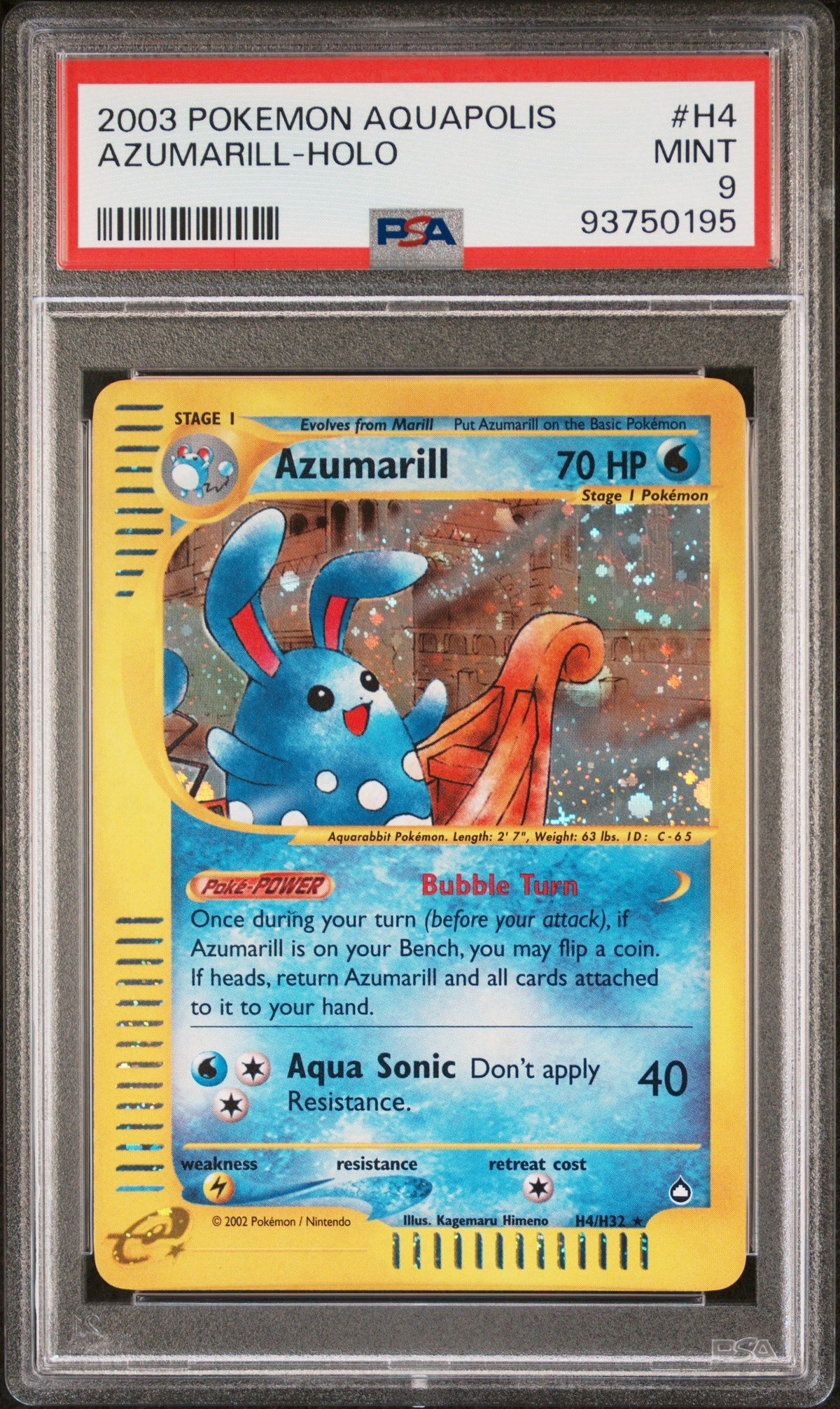 2003 Pokemon Aquapolis Azumarill-Holo PSA 9