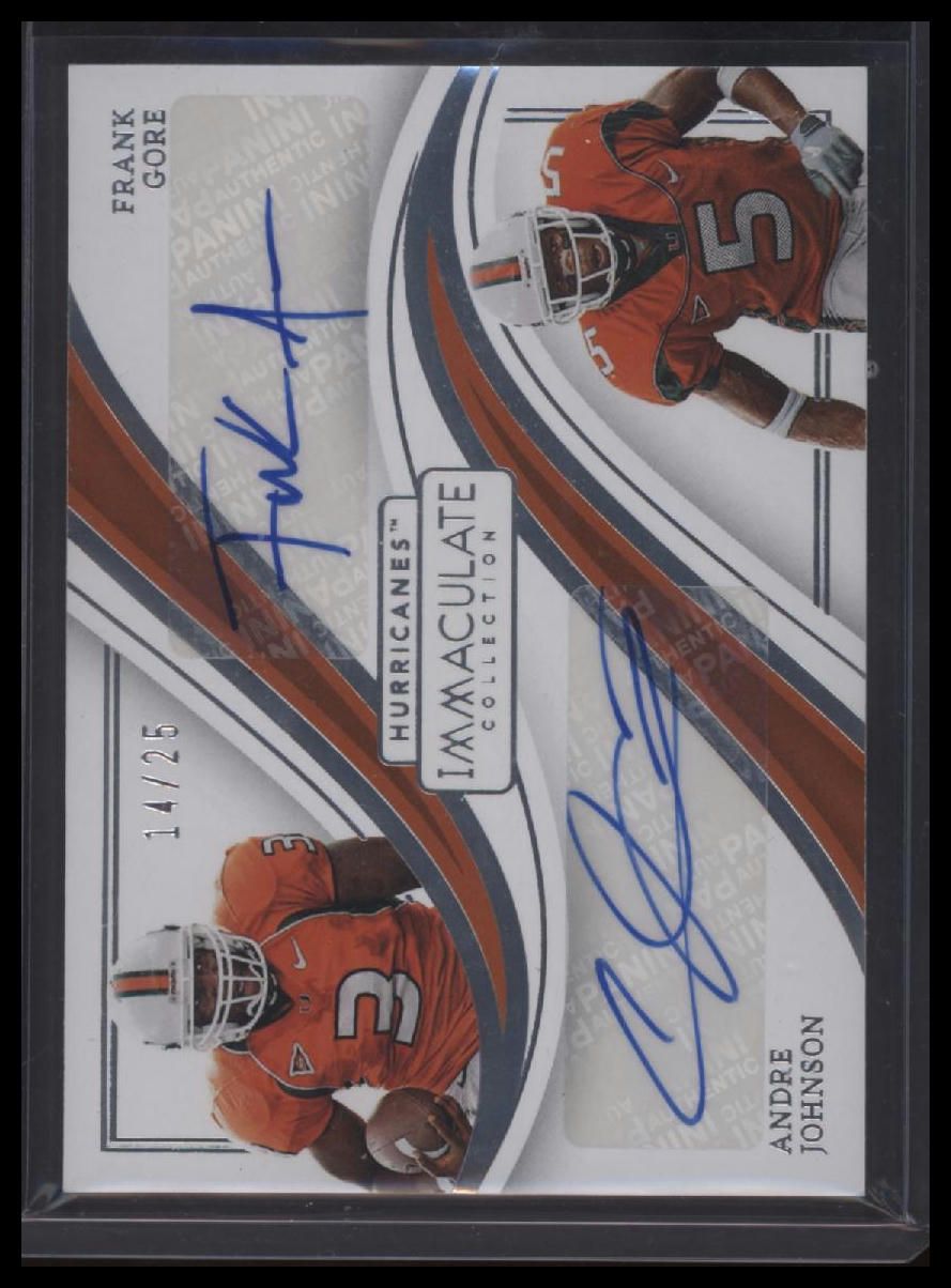 2023 Immaculate Collection Collegiate Frank Gore / Andre Johnson Dual Autos #/25