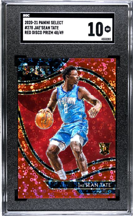 2020-21 Panini Select Jae&#39;Sean Tate Red Disco Prizm SGC 10