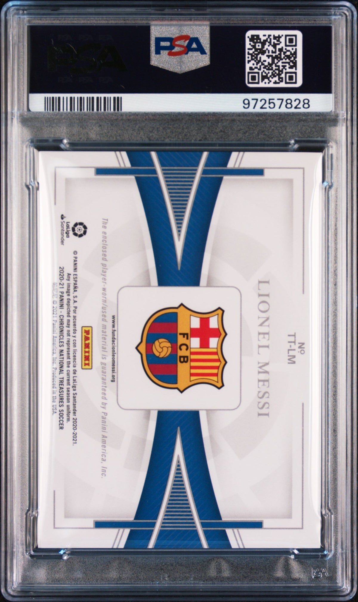 2020 Panini Chronicles Treasured Threads Lionel Messi Treasured Threads PSA 8