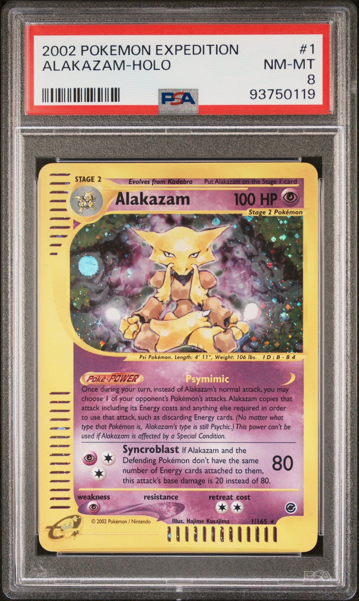 2002 Pokemon Expedition Alakazam-Holo PSA 8