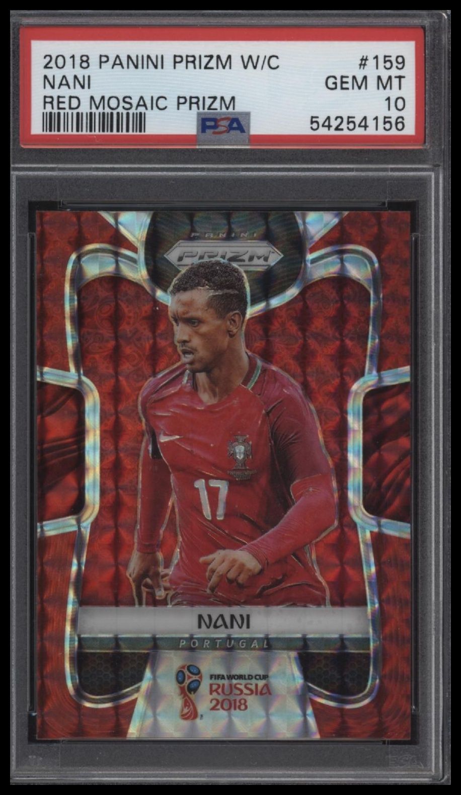 2018 Panini Prizm World Cup #159 Nani Red Mosaic Prizm PSA 10