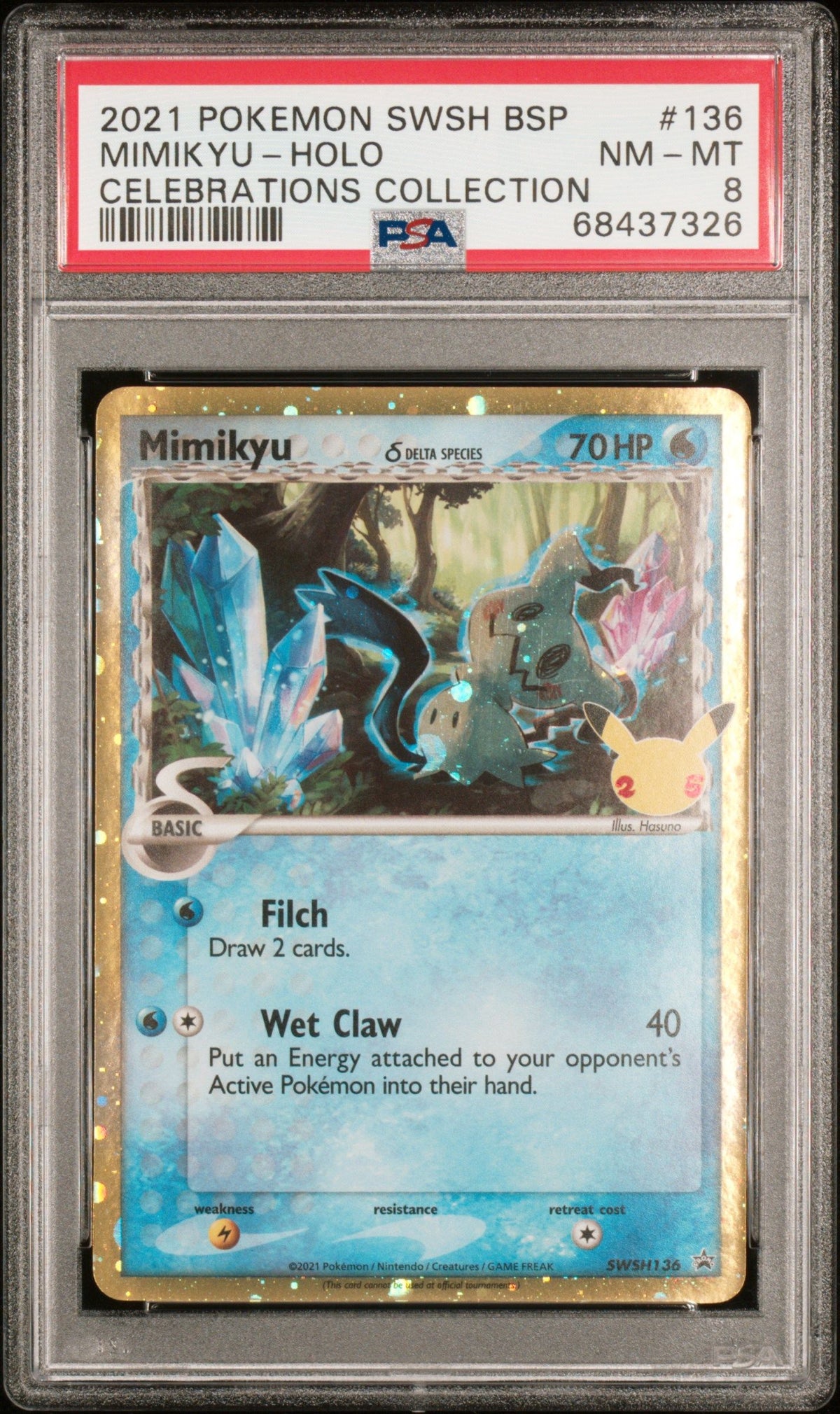 2021 Pokemon Swsh Black Star Promo Mimikyu-Holo Celebrations Collection PSA 8