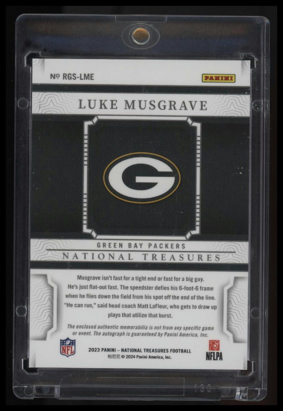 2023 National Treasures Luke Musgrave Rookie NFL Gear Signature Combos #/99