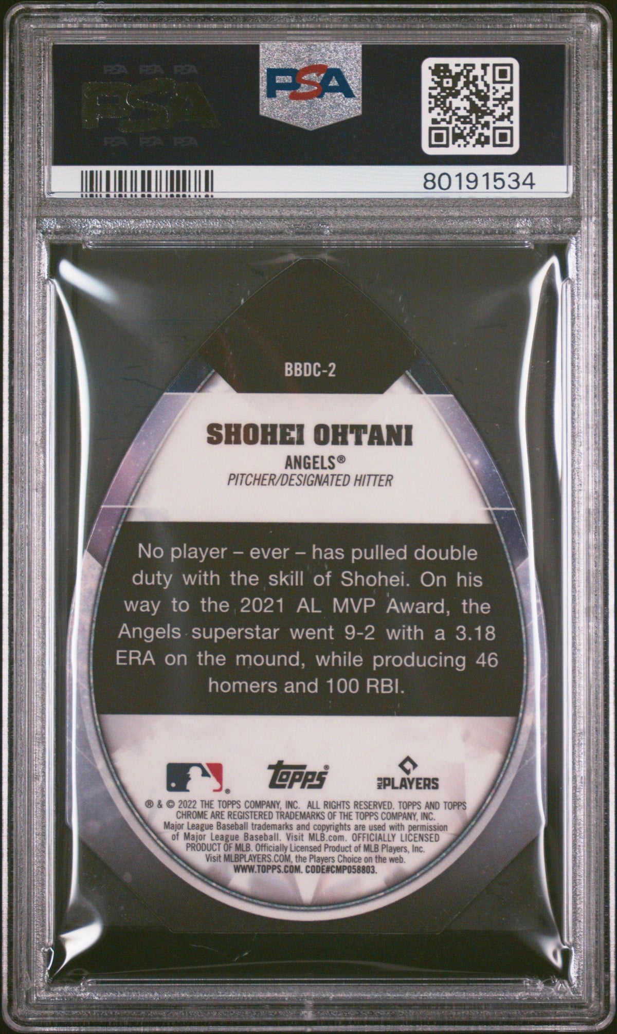 2022 Topps Chrome Ben Baller Shohei Ohtani Ben&#39;S Diamond Die-Cuts PSA 10