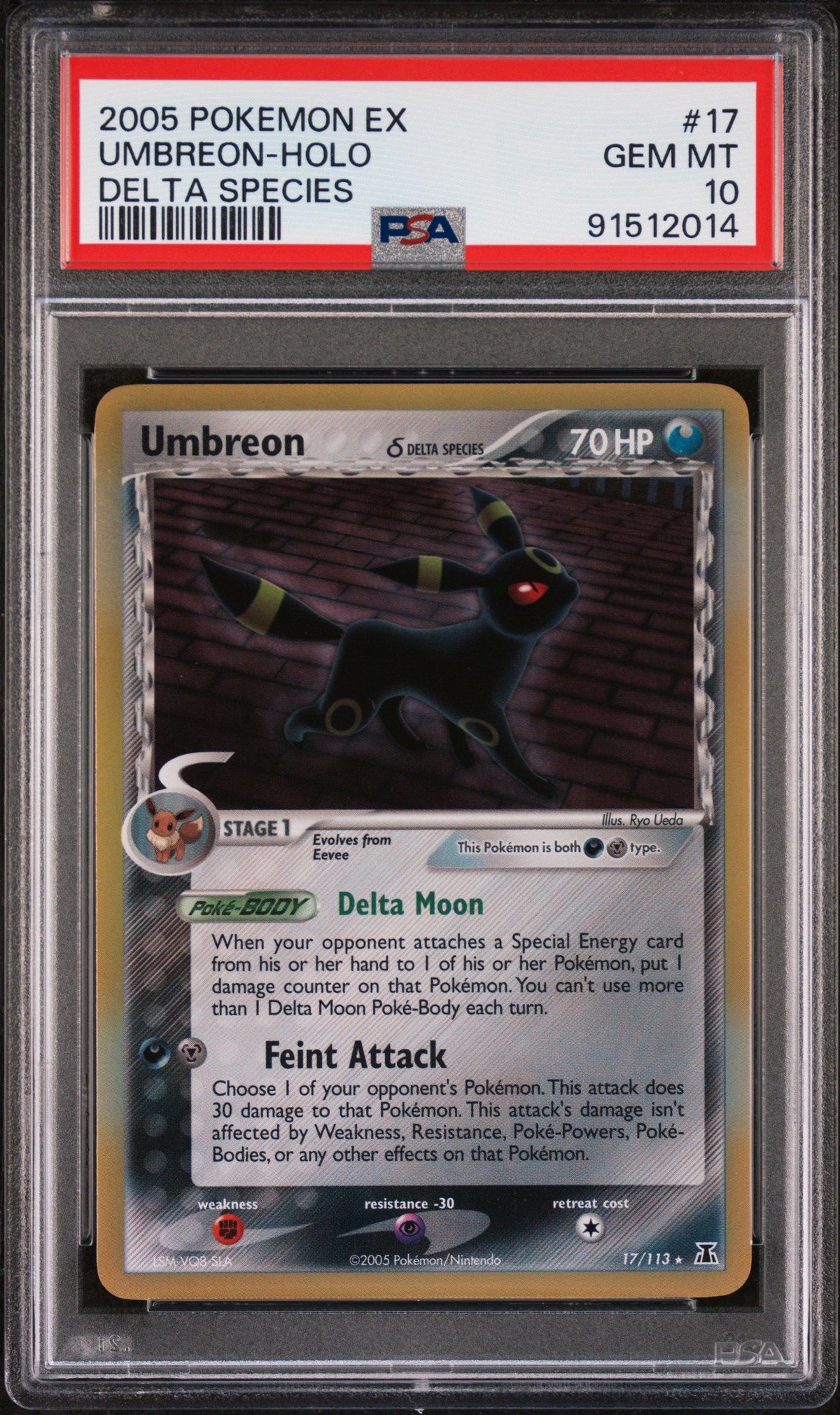 2005 Pokemon Ex Delta Species Umbreon-Holo Delta Species PSA 10