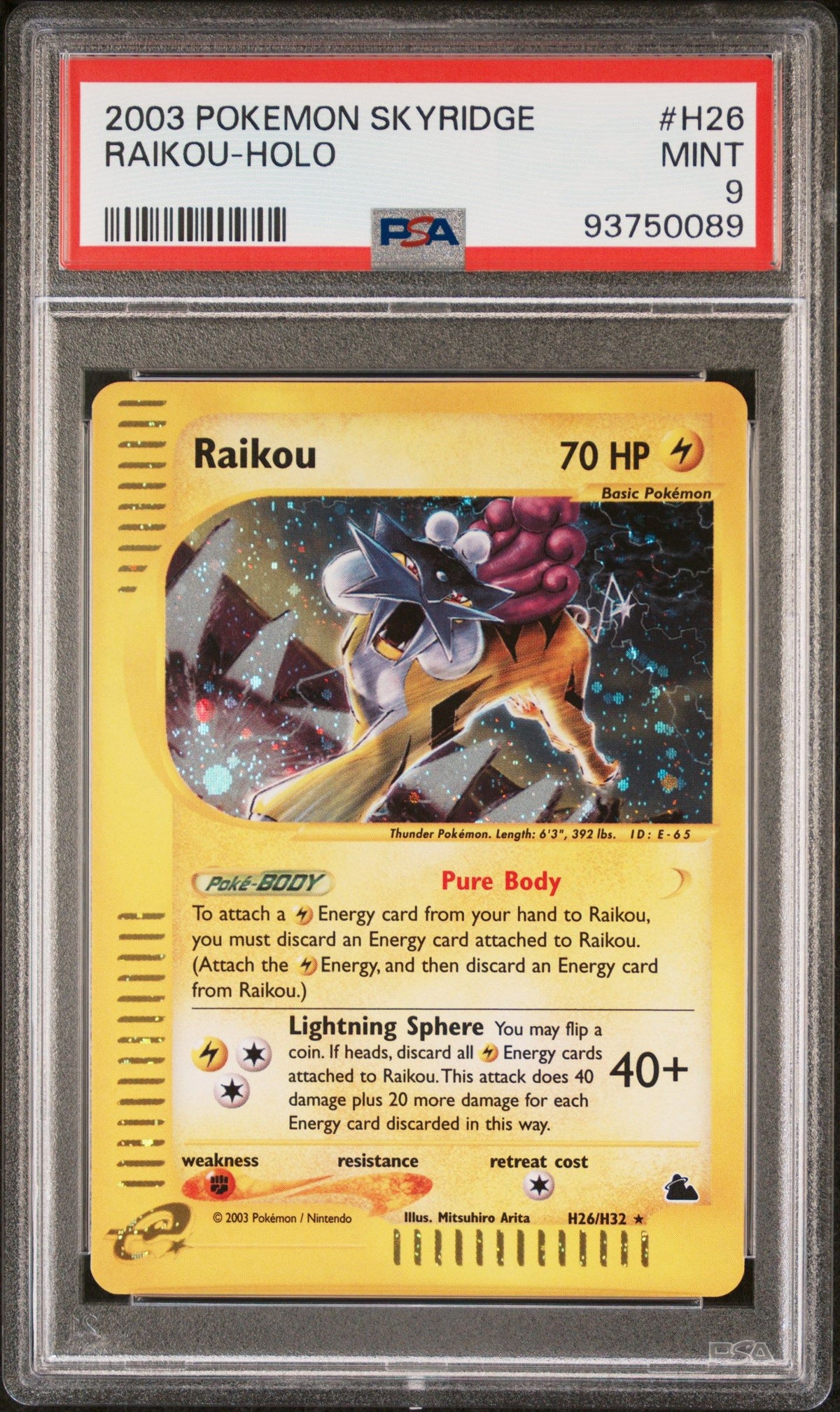 2003 Pokemon Skyridge Raikou-Holo PSA 9